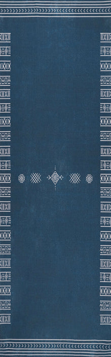 Navy Geometric Washable Area Rug for Busy Homes