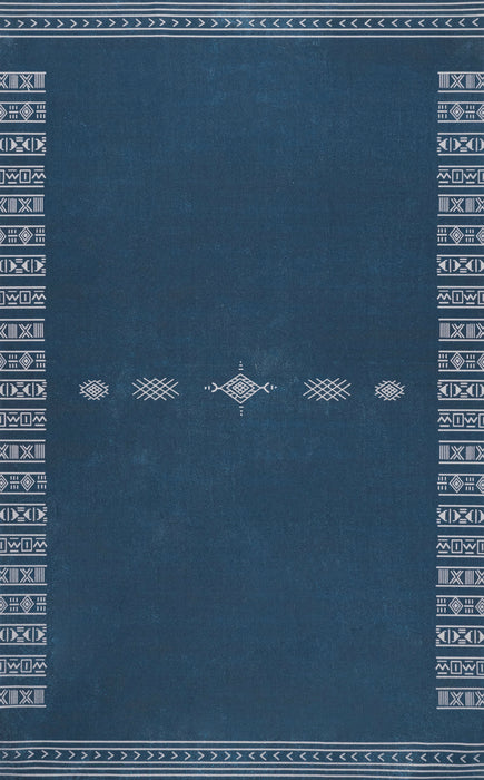 Navy Geometric Washable Area Rug for Home Decor