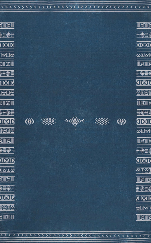 Navy Geometric Washable Area Rug for Home Decor