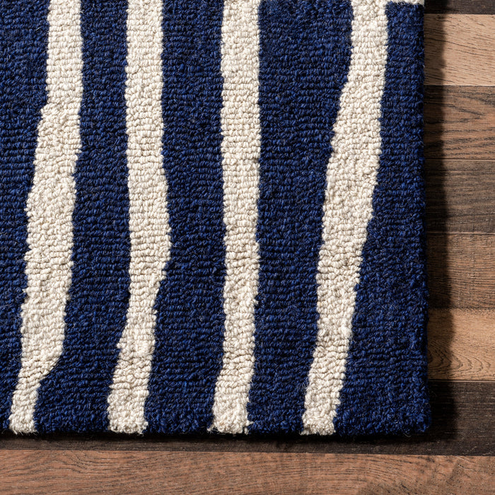 Navy Geometric Wool Area Rug 150x240 cm