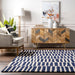 Navy Geometric Wool Area Rug 150x240 cm