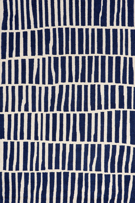 Navy Geometric Wool Area Rug 150x240 cm