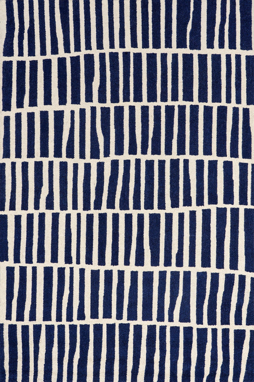 Navy Geometric Wool Area Rug 150x240 cm