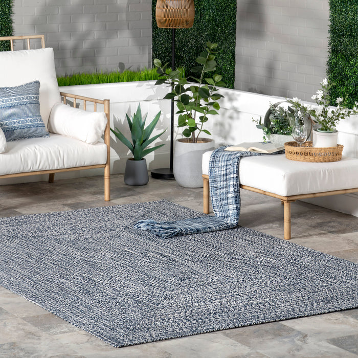 Navy Hand-Braided Rug For Indoor And Outdoor Use