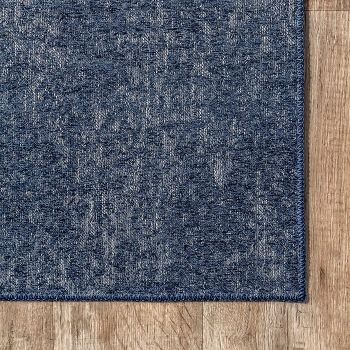 Navy Hazy Solid Machine Washable Area Rug