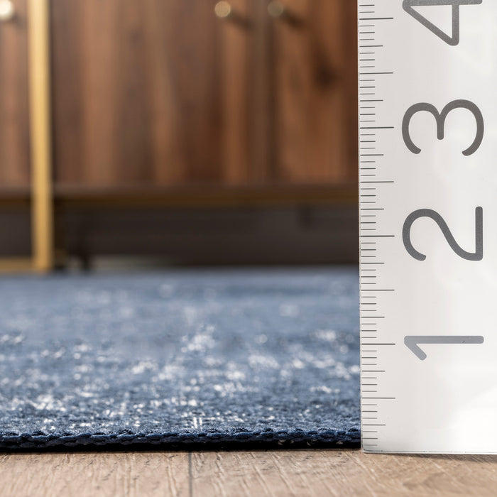 Navy Hazy Solid Machine Washable Area Rug