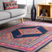 Navy Herati Medallion Area Rug for Home Decor