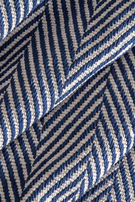 Navy Herringbone Cotton Area Rug 150x240 cm