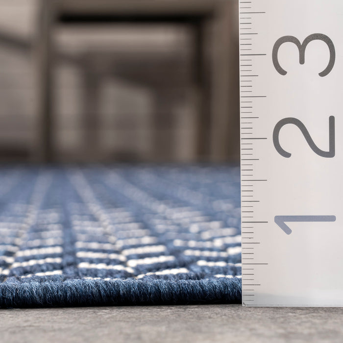 Navy Herringbone Indoor Outdoor Area Rug 120x180 cm