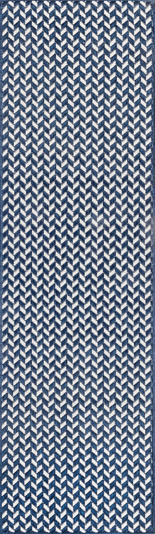 Navy Herringbone Indoor Outdoor Area Rug 120x180 cm