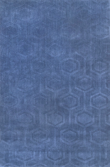 Navy Honeycomb Pattern Hand-Tufted Wool Rug 150x200 cm