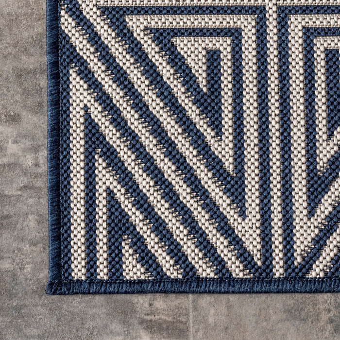 Navy Indoor Outdoor Area Rug Soft Fibers Design