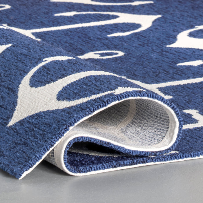 Navy Indoor Outdoor Area Rug for Kitchen and Family Room