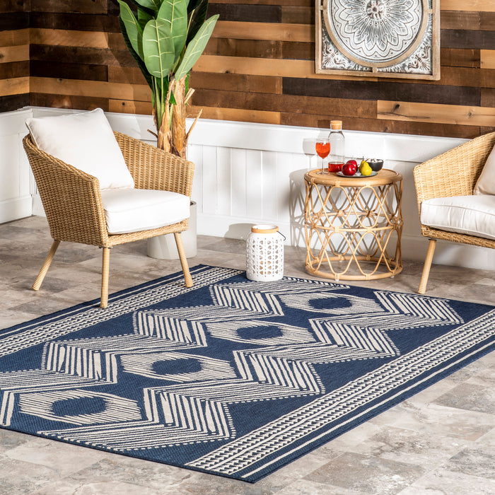 Navy Indoor Outdoor Flatweave Rug 120x180 cm