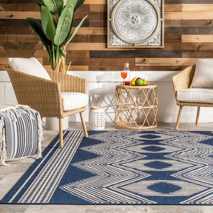 Navy Indoor Outdoor Flatweave Rug 120x180 cm