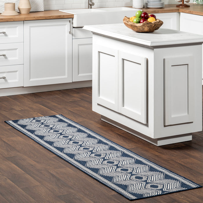 Navy Indoor Outdoor Flatweave Rug 160x230 cm