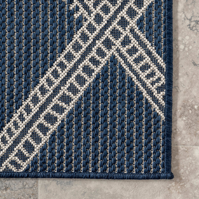 Navy Indoor Outdoor Trellis Area Rug 5x7 Feet