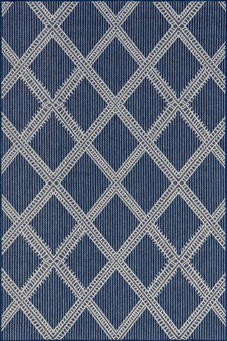 Navy Indoor Outdoor Trellis Area Rug 5x7 Feet