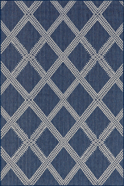 Navy Indoor Outdoor Trellis Area Rug 5x7 Feet