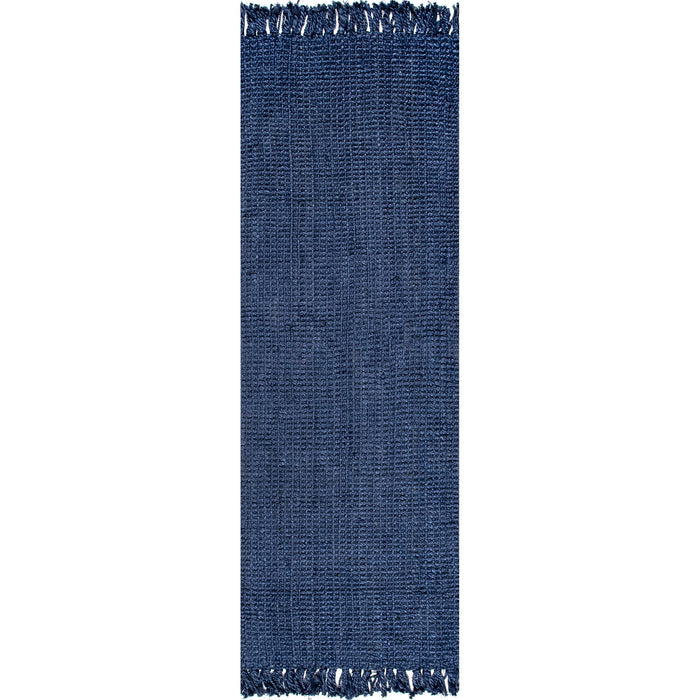 Tappeto con nappe in iuta blu scuro, 120 cm x 180 cm