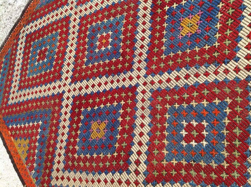 Navy Kilim Rug 340cm x 190cm Handcrafted Vintage Design