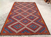 Navy Kilim Rug 340cm x 190cm Handcrafted Vintage Design