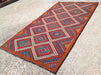Navy Kilim Rug 340cm x 190cm Handcrafted Vintage Design