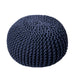 Navy Knitted Pouf for Extra Seating and Home Decor