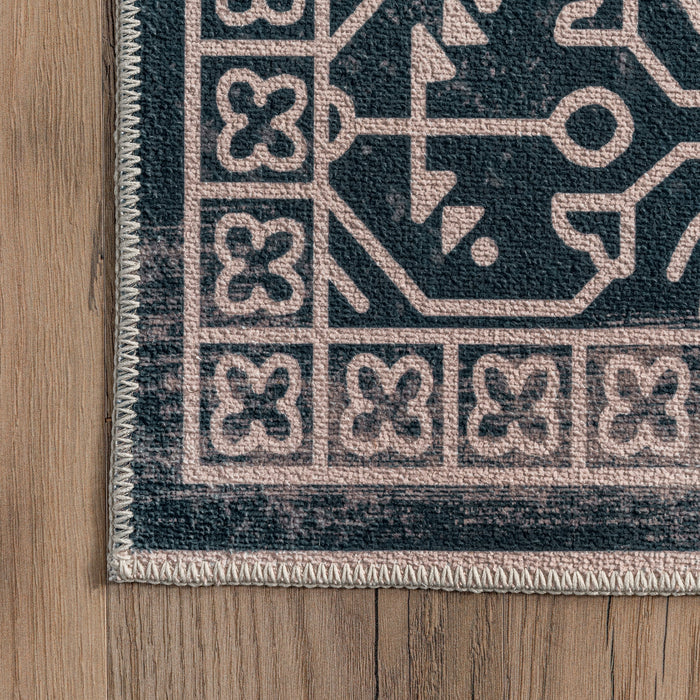 Navy Machine Washable Area Rug for High Traffic Spaces