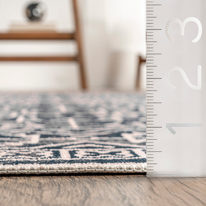 Navy Machine Washable Area Rug for High Traffic Spaces