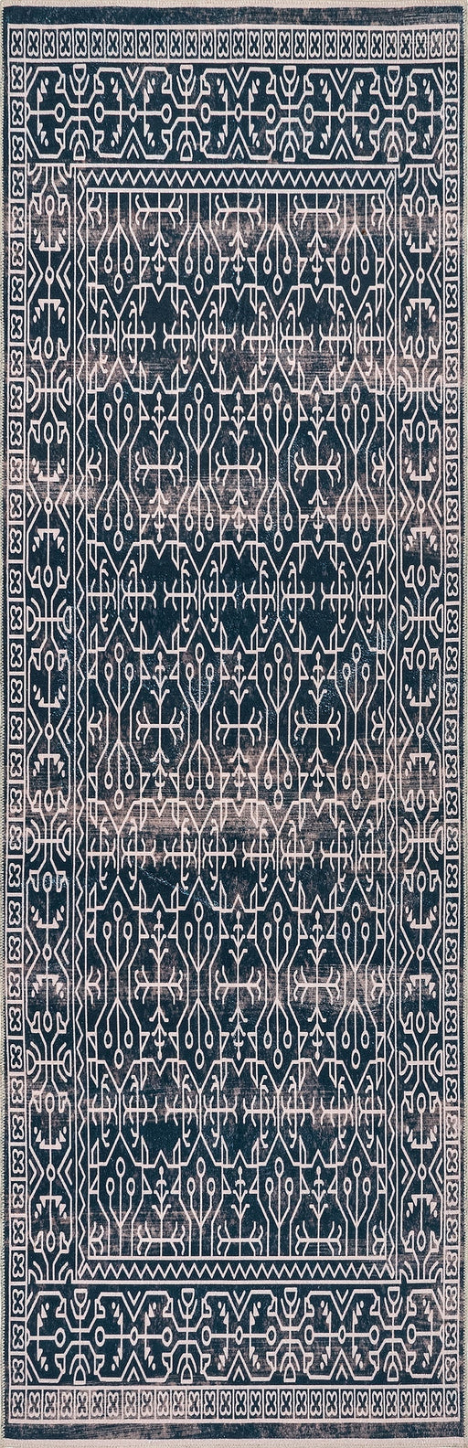 Navy Machine Washable Area Rug for High Traffic Spaces