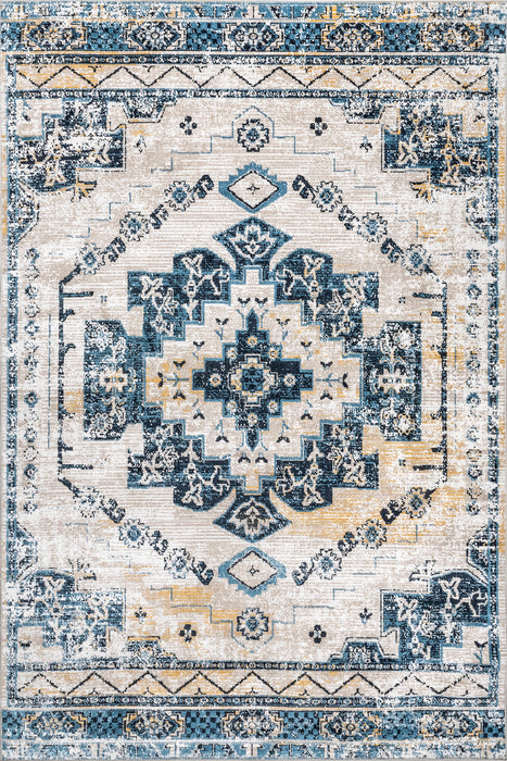Navy Machine Washable Vintage Area Rug 120x180 cm