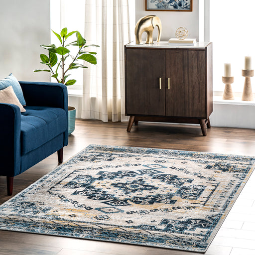 Navy Machine Washable Vintage Area Rug 120x180 cm