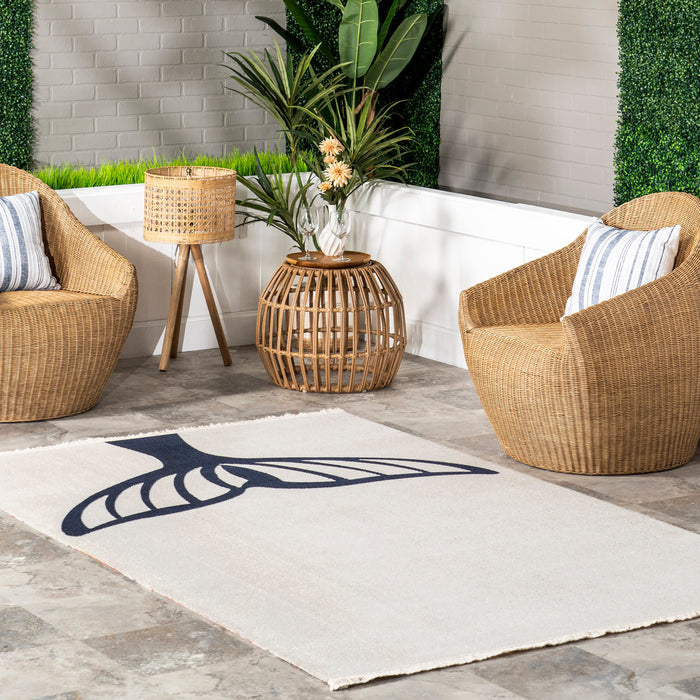 Navy Mermaid Tail Area Rug for Indoor Outdoor Use