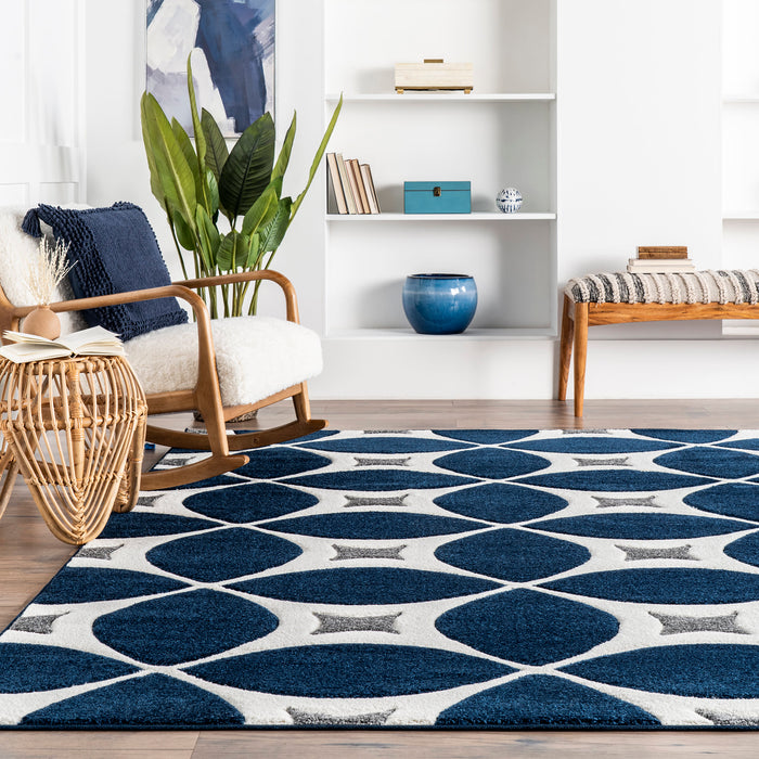 Navy Mod Trellis Area Rug for Cozy Living Room Decor