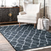 Navy Moroccan Trellis Non-Slip Area Rug 120x180 cm