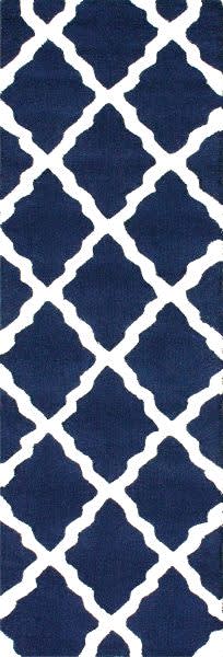Navy Moroccan Trellis Wool Rug for Contemporary Decor