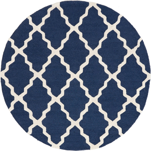 Navy Moroccan Trellis Wool Rug for Contemporary Decor