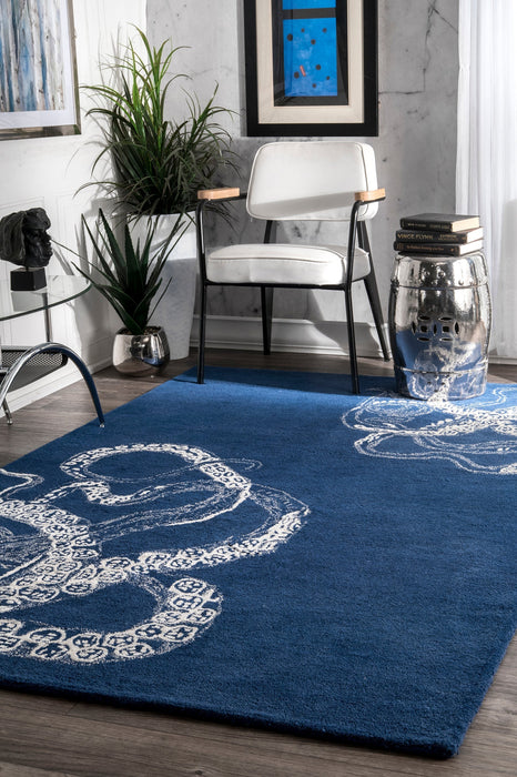 Marine Octopus Tail Area Rug voor Coastal Home Decor