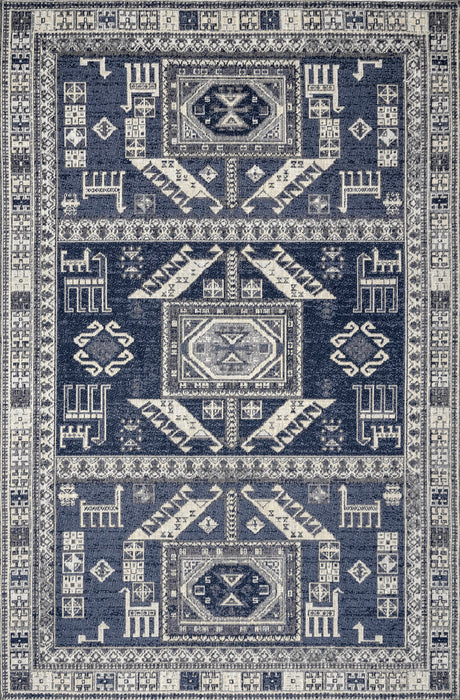 Navy Saharan Pattern Area Rug for Living Room