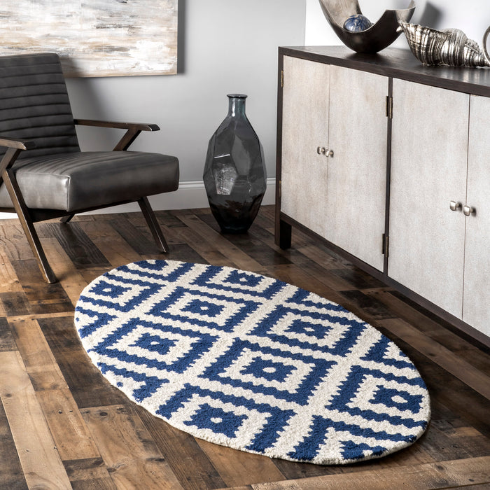 Navy Scandinavian Wool Area Rug 150x240 cm