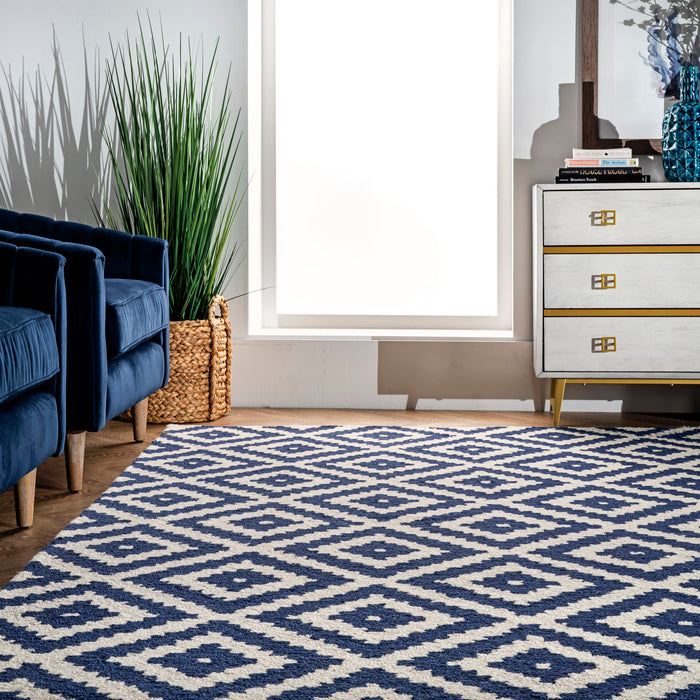 Navy Scandinavian Wool Area Rug 150x240 cm