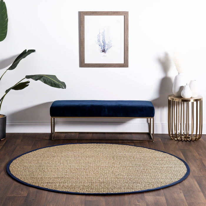 Navy Seagrass Area Rug for Living Room and Bedroom