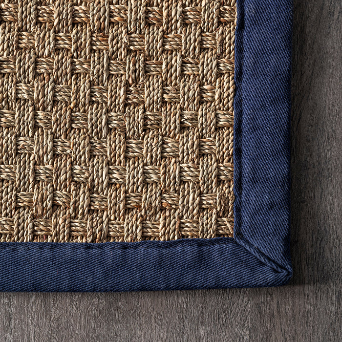 Navy Seagrass Area Rug for Living Room and Bedroom