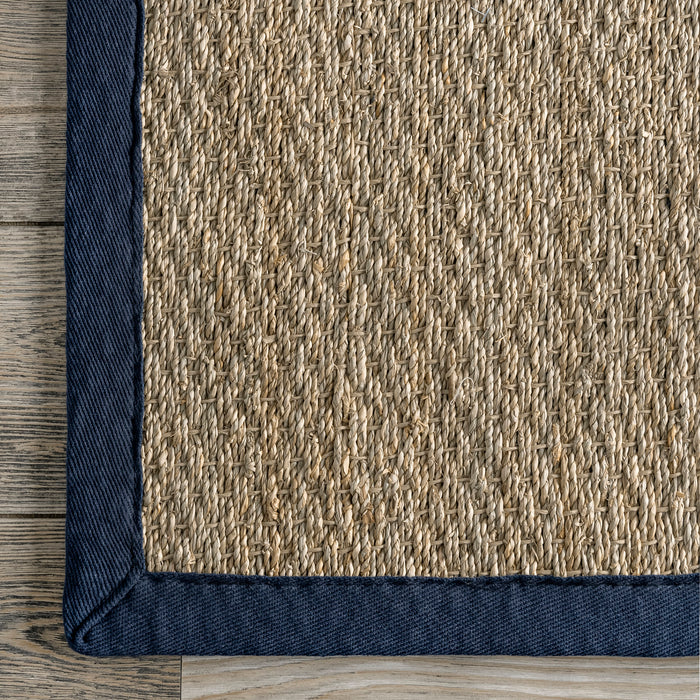 Navy Seagrass Area Rug for Living Room and Bedroom