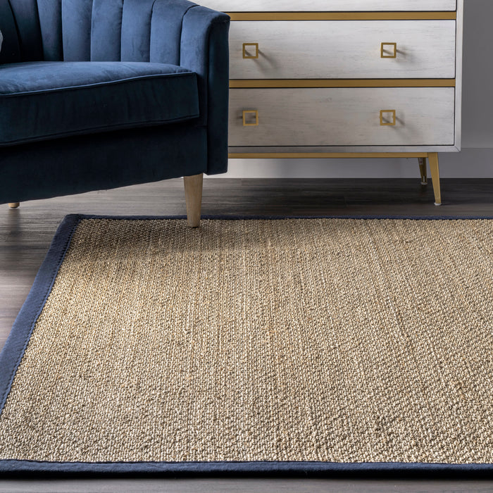 Navy Seagrass Area Rug for Living Room and Bedroom