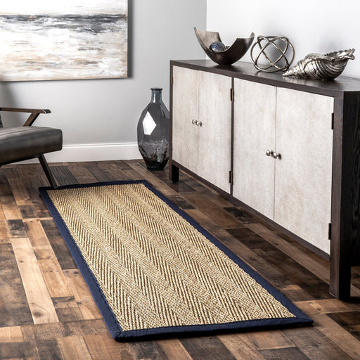Navy Seagrass Herringbone Area Rug 120x180 cm