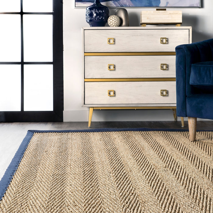 Navy Seagrass Herringbone Area Rug 120x180 cm