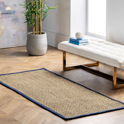 Navy Seagrass Rug with Border for Home and Office