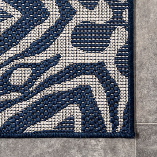 Navy Snowflake Lattice Area Rug for Indoor Outdoor Use